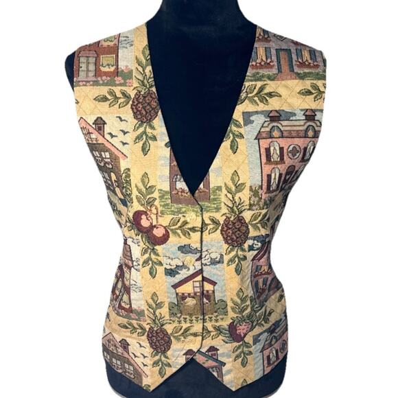 Vtg Bedford Fair Women’s Sz LP Made In USA Tapestry Vest - Picture 1 of 15